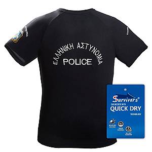 Τ-Shirt Αστυνομίας Quick Dry μονόχρωμο (Μαύρο)