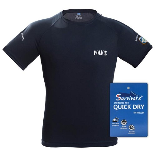 Τ-Shirt Αστυνομίας Quick Dry μονόχρωμο (Μπλε)