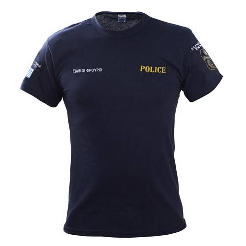 Τ-Shirt μακό με κέντημα Ειδικοί Φρουροί (μπλέ - μαύρο)