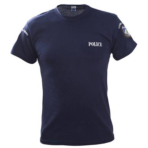 Τ-Shirt μακό με κέντημα Αστυνομίας (Μπλε)