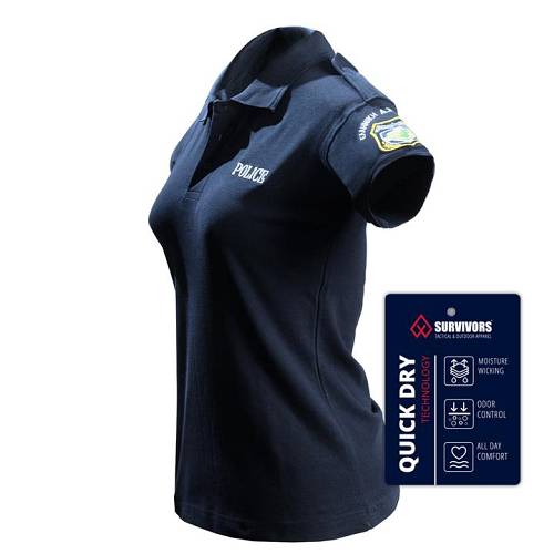 Polo Γυναικείο Αστυνομίας Quick Dry με κέντημα μονόχρωμο (Μπλε)