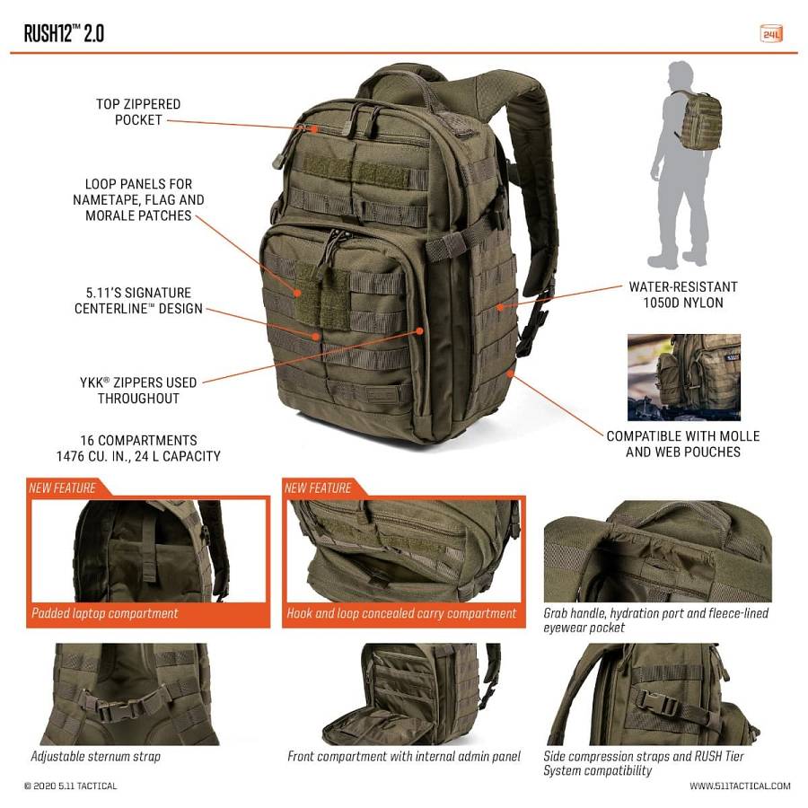 5.11 Σακίδιο  Tactical RUSH12™ 2.0