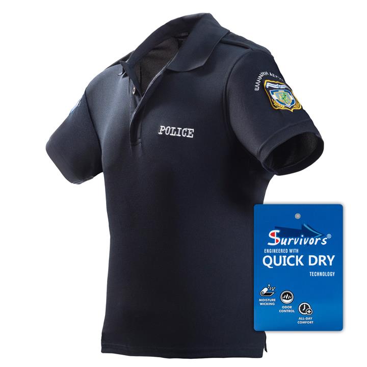 Polo Αστυνομίας Quick Dry με κέντημα μονόχρωμο (Μπλε)