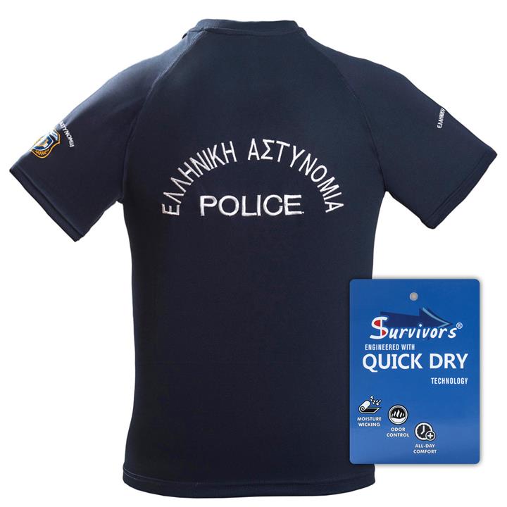 Τ-Shirt Αστυνομίας Quick Dry μονόχρωμο (Μαύρο)
