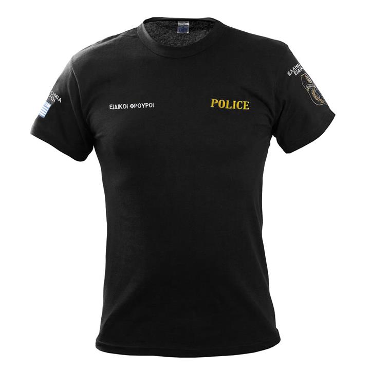 Τ-Shirt μακό με κέντημα Ειδικοί Φρουροί (μπλέ - μαύρο)