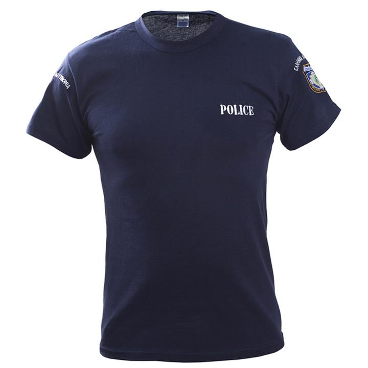 Τ-Shirt μακό με κέντημα Αστυνομίας (Μπλε)